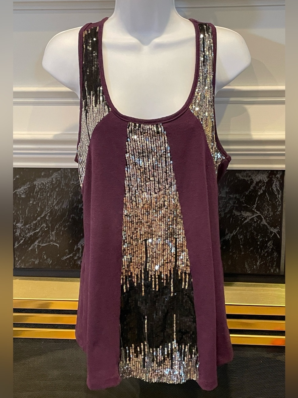 Sequined Racerback Tank Top